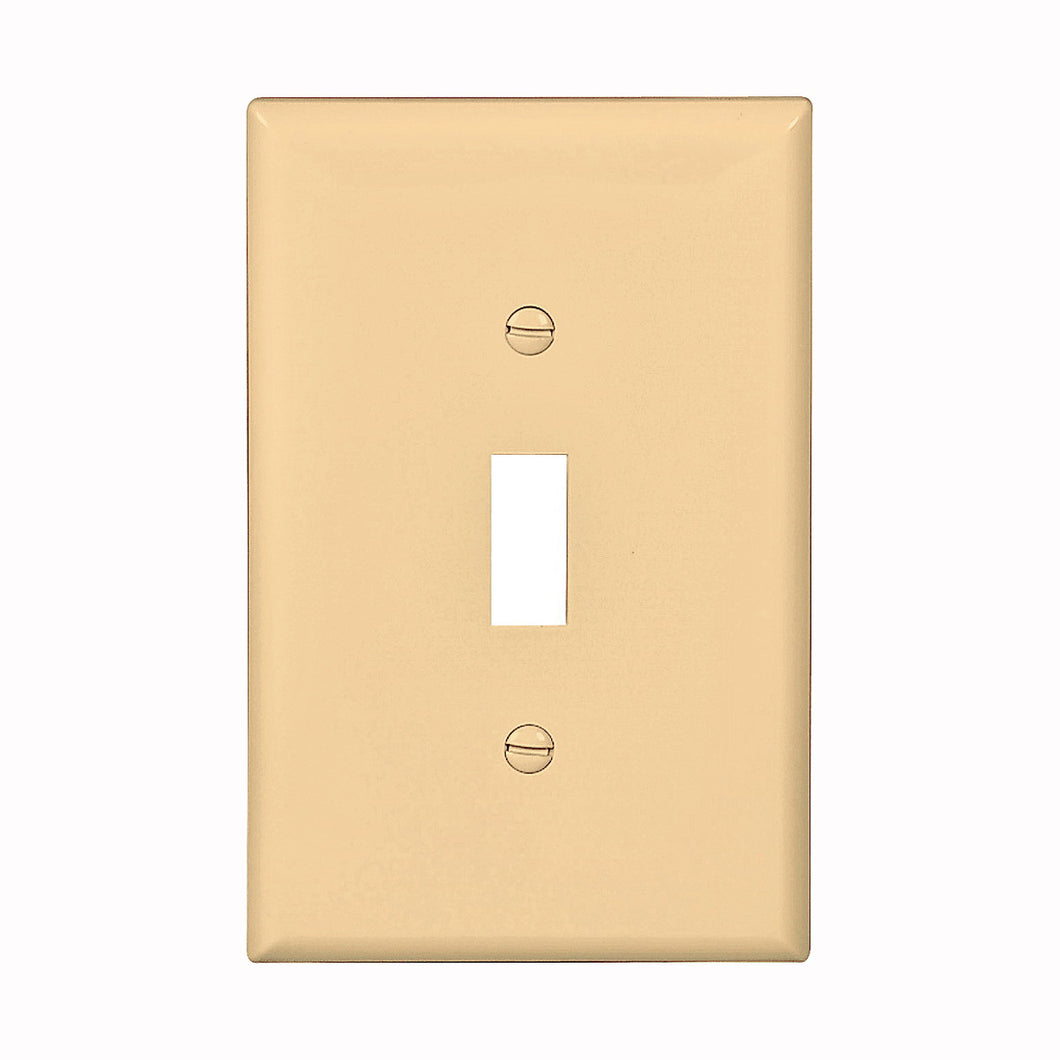 Eaton Wiring Devices PJ1V Wallplate, 4-7/8 in L, 3-1/8 in W, 1 -Gang, Polycarbonate, Ivory, High-Gloss