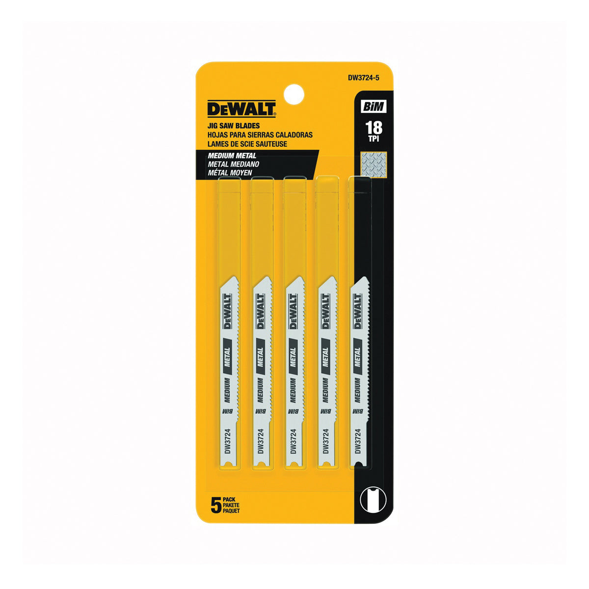 DeWALT DW3724-5 Jig Saw Blade, 0.3 in W, 18 TPI