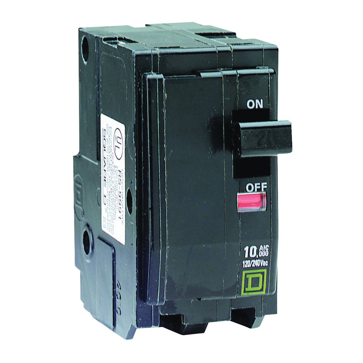 Square D QO QO240CP Circuit Breaker, Mini, 40 A, 2 -Pole, 120/240 VAC, 48 VDC, Flush Mounting, Black