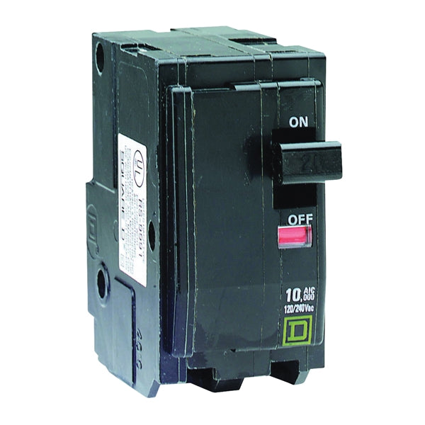 Square D QO QO260CP Circuit Breaker, Mini, 60 A, 2 -Pole, 120/240 VAC, 48 VDC, Plug Mounting, Black