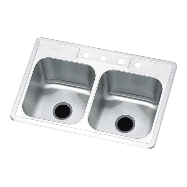 Sterling Southhaven Series 11402-4-NA Kitchen Sink, 4-Faucet Hole, 22 in OAW, 8 in OAD, 33 in OAH, Stainless Steel