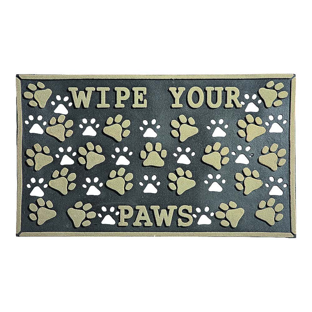 Simple Spaces 08ABSHE-55 Door Mat, 30 in L, 18 in W, Paw Imprint Pattern, Polyester Surface