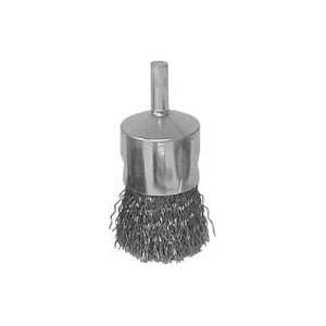 Weiler 36046 Wire Wheel Brush, 3/4 in Dia, 1/4 in Arbor/Shank, 0.014 in Dia Bristle, Carbon Steel Bristle