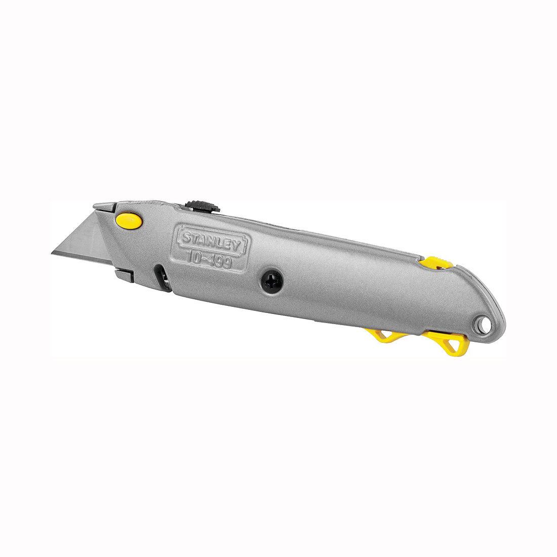STANLEY 10-499 Utility Knife, 2-7/16 in L Blade, 3 in W Blade, HCS Blade, Straight Handle, Gray Handle