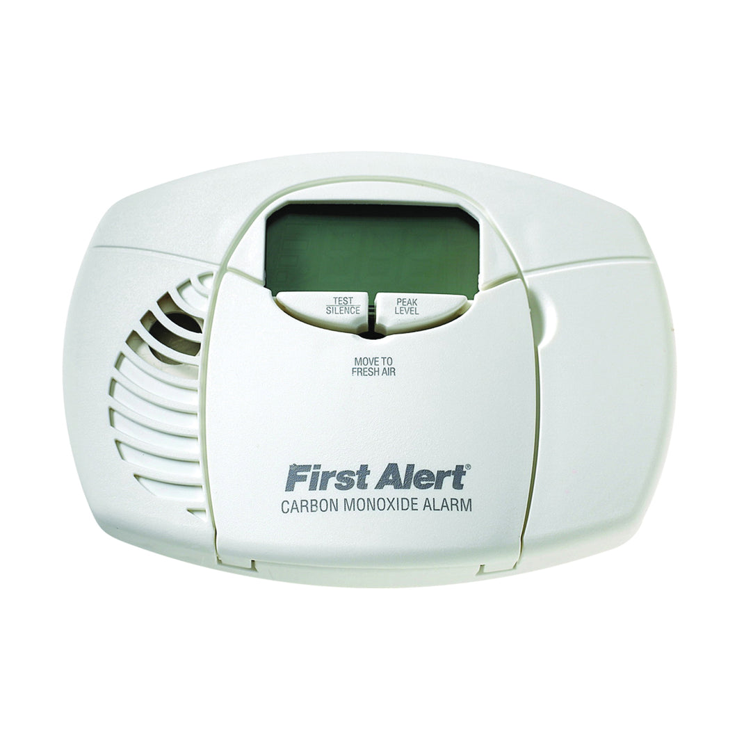 FIRST ALERT CO410 Carbon Monoxide Alarm, 10 ft, Digital Display, 85 dB, Alarm: Audible, Electrochemical Sensor