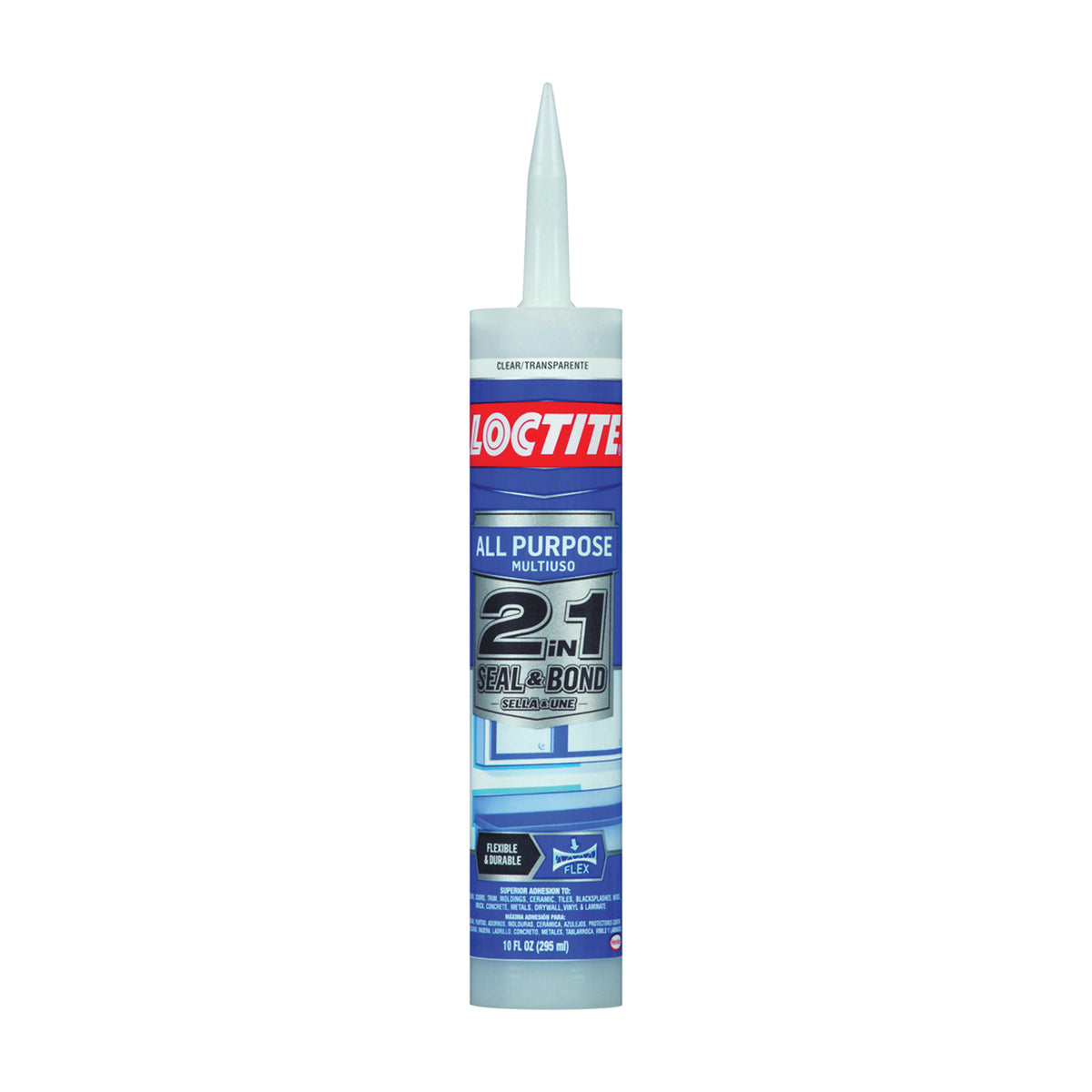 Loctite POLYSEAMSEAL 2154740 Adhesive Caulk, Clear, 24 hr to 2 weeks Curing, 40 to 100 deg F, 10 oz Cartridge