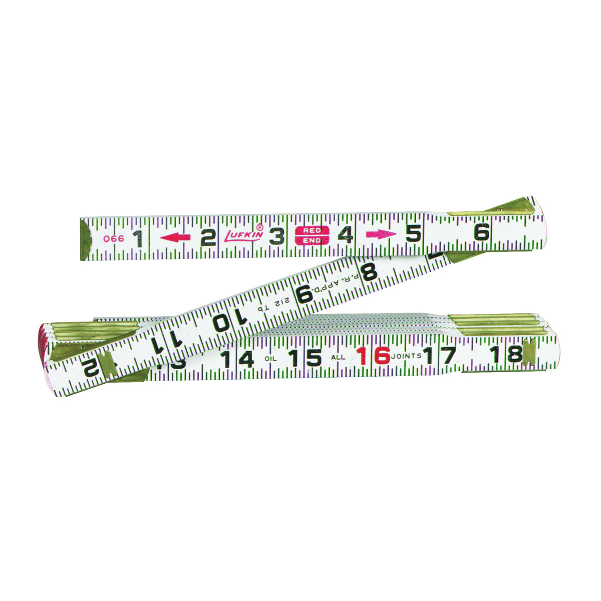 Crescent Lufkin Red End Series 066FN Flat Reading Wood Rule, SAE Graduation, Wood, White