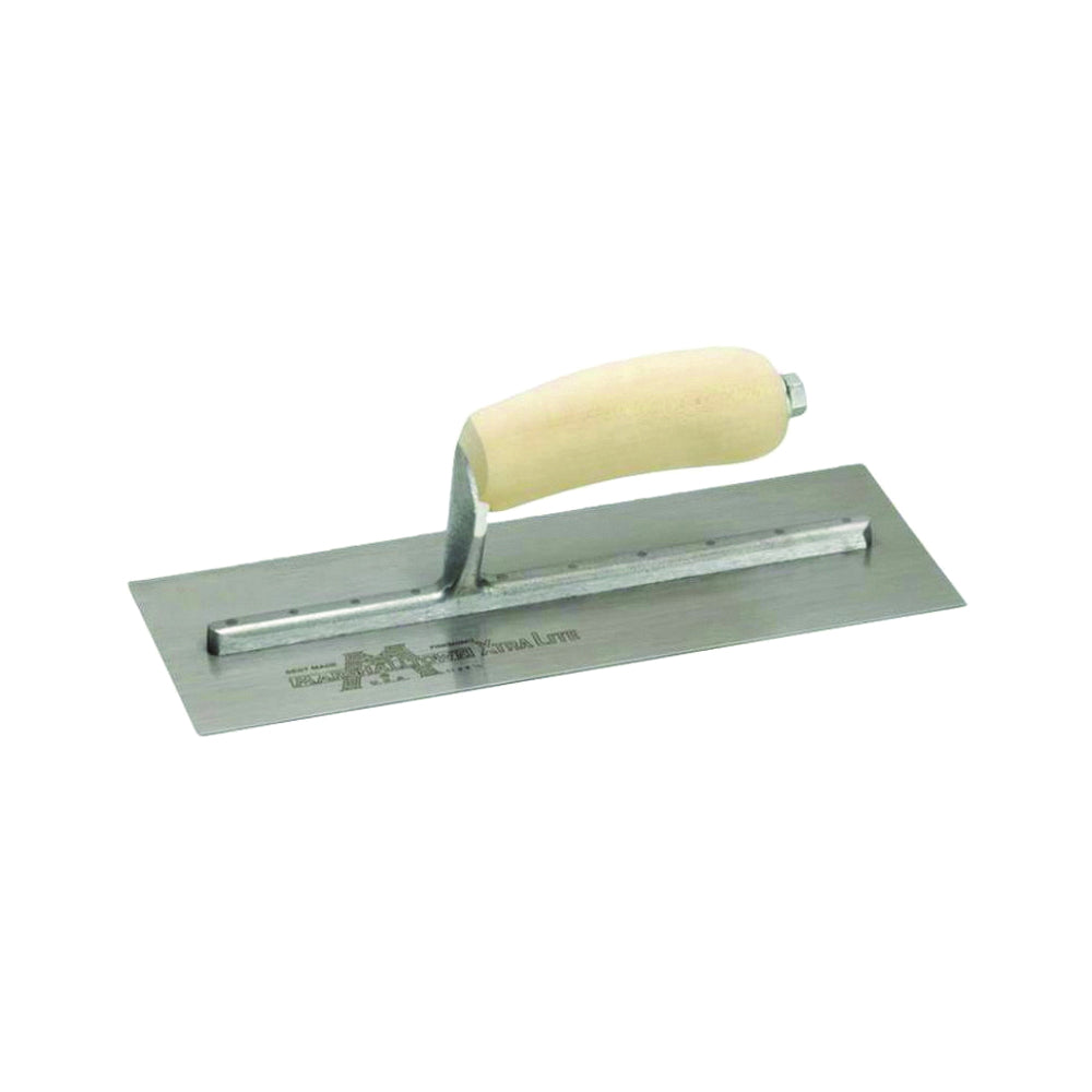 Marshalltown MXS4 Finishing Trowel, 11-1/2 in L Blade, 4-3/4 in W Blade, Spring Steel Blade, Curved Handle, Wood Handle