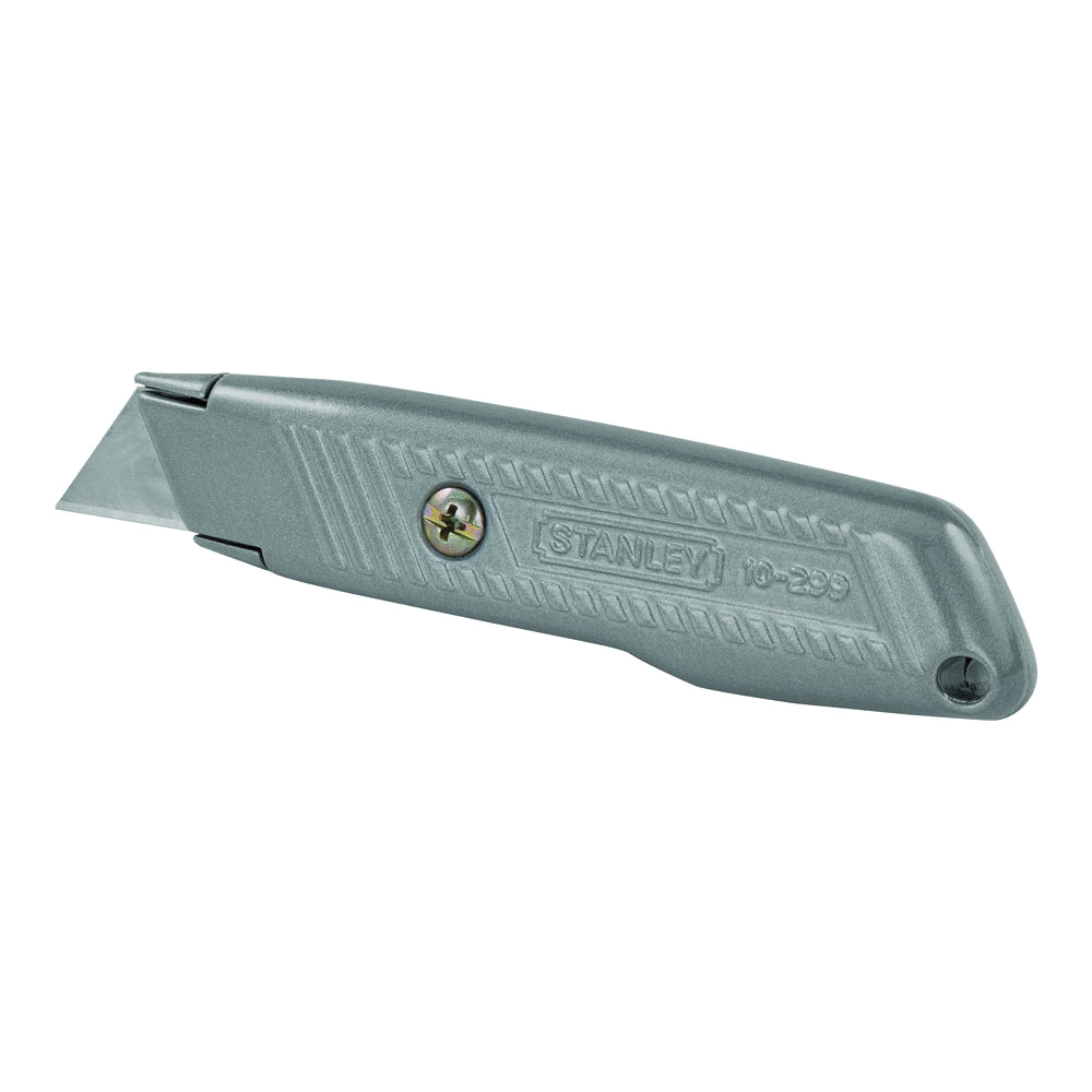 STANLEY 10-299 Utility Knife, 2-7/16 in L Blade, 3 in W Blade, HCS Blade, Contour-Grip Handle, Gray Handle