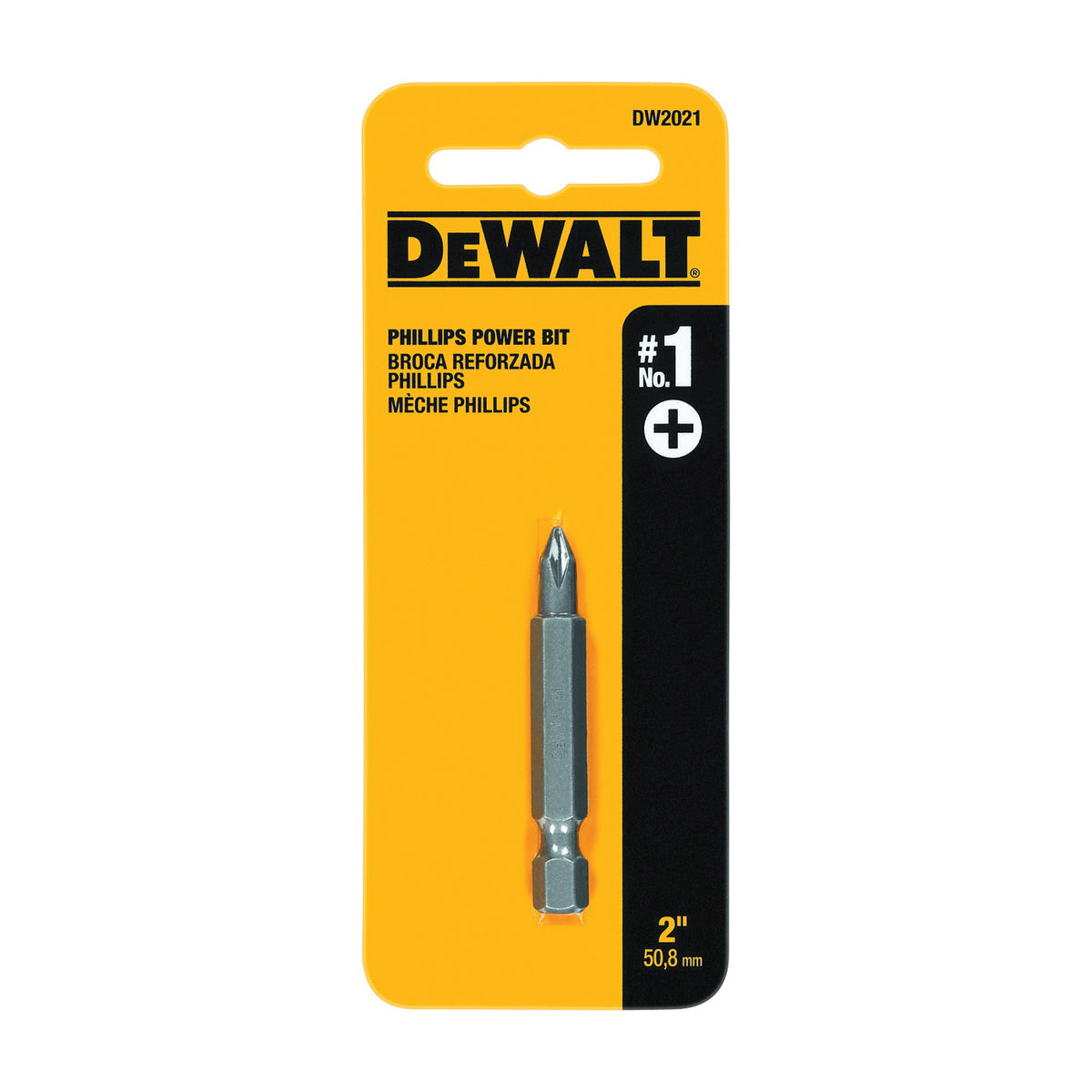 DeWALT DW2021 Power Bit, #1 Drive, Phillips Drive, 1/4 in Shank, Hex Shank, 2 in L, Tool Steel