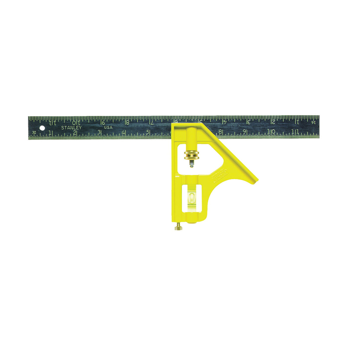 STANLEY 46-123 Combination Square, 12 in L Blade, SAE Graduation, Steel Blade