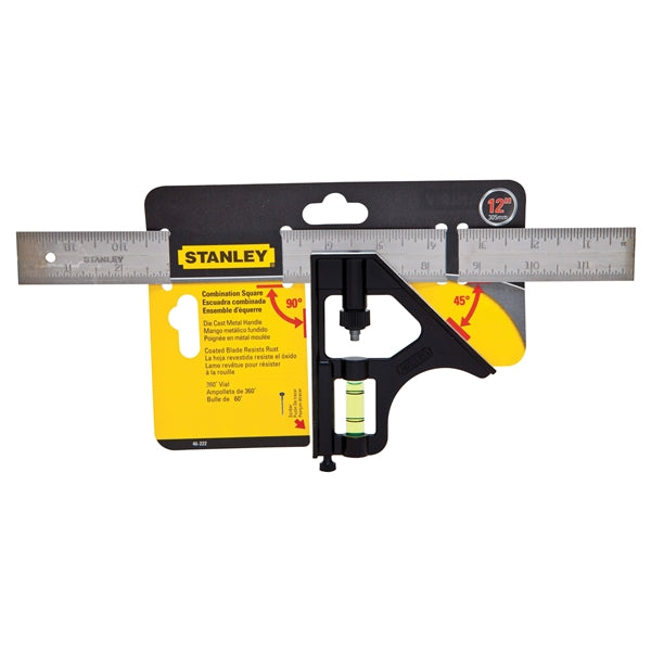 STANLEY 46-222 Combination Square, 1 in W Blade, 12 in L Blade, SAE Graduation