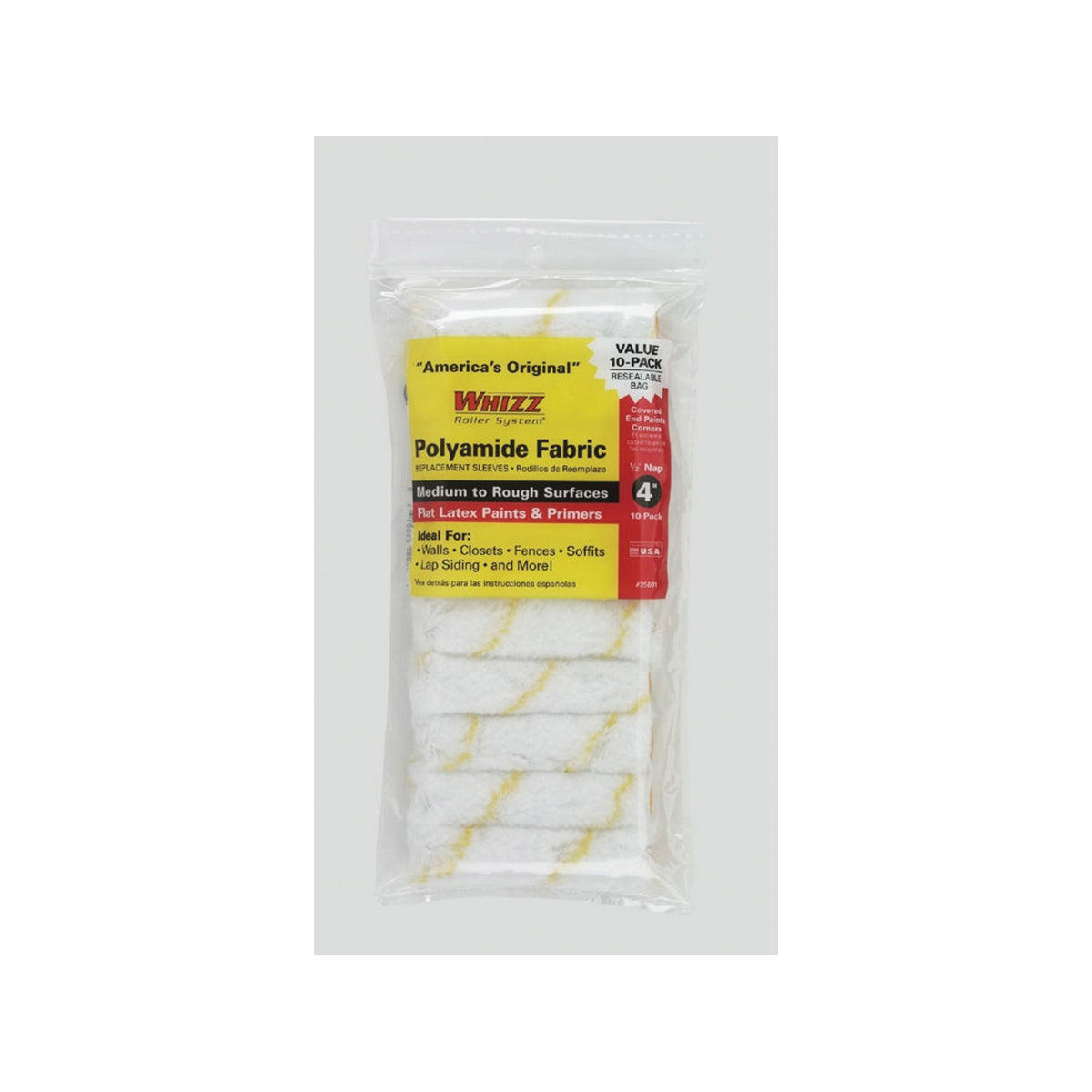 WHIZZ MAXIMUS 25001F Paint Roller Cover, 1/2 in Thick Nap, 4 in L, Polyamide Cover