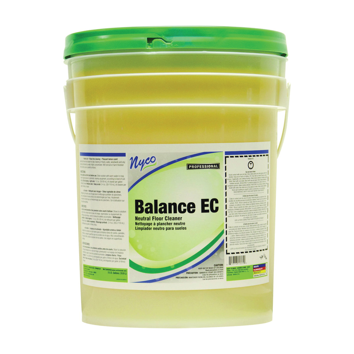 nyco NL158-P5 Floor Cleaner, 5 gal Pail, Liquid, Citrus Lemon, Clear Yellow