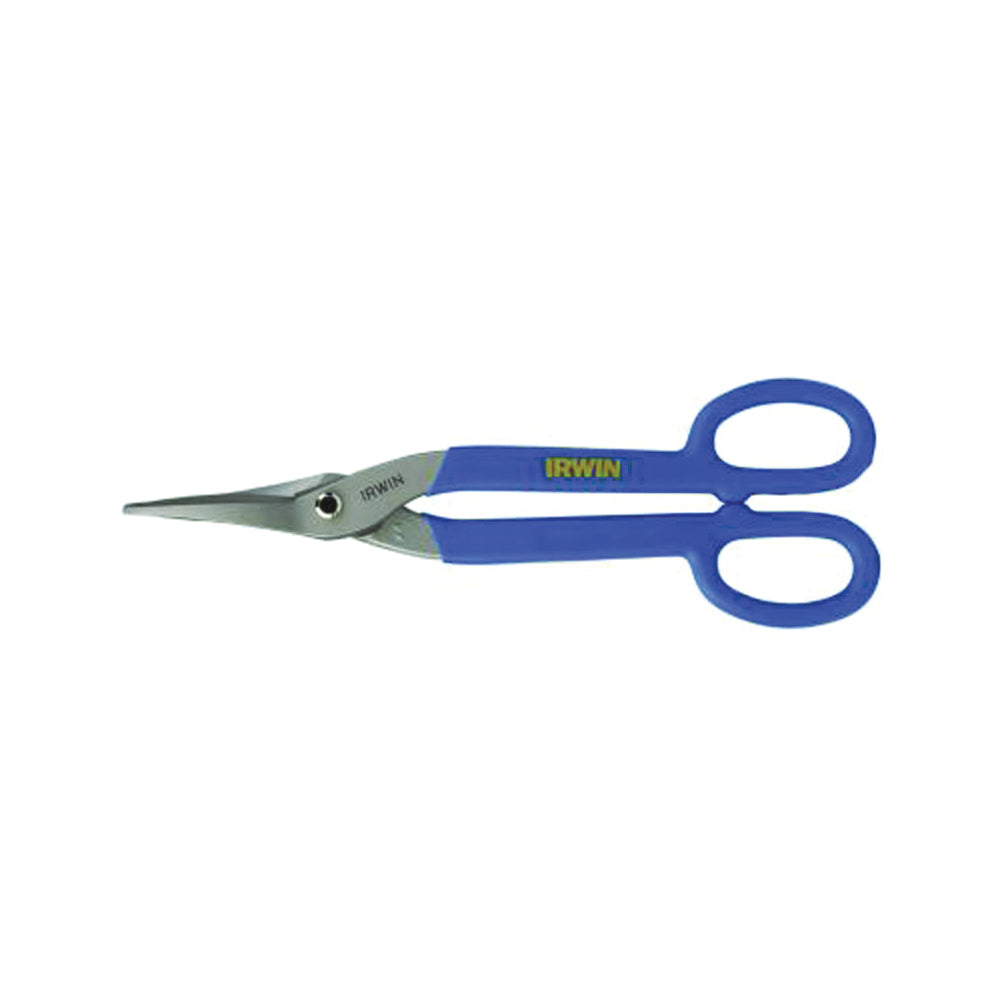 IRWIN 23012 Tinner Snip, 12-3/4 in OAL, 2-3/4 in L Cut, Curved, Straight Cut, Steel Blade, Double-Dipped Handle