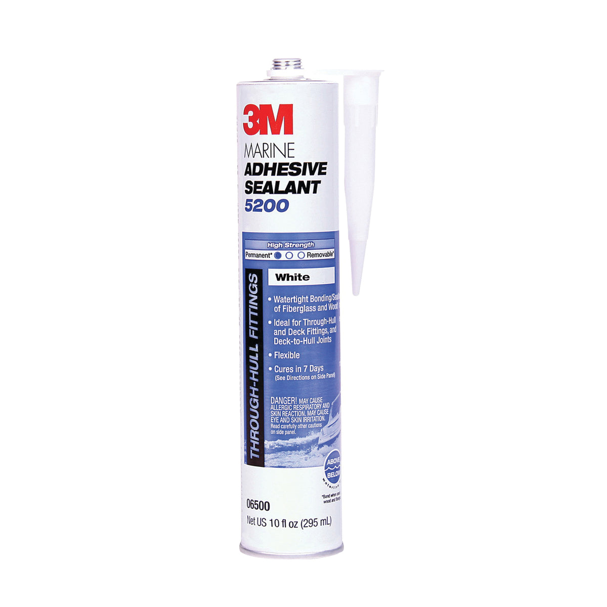 3M 6500 Marine Adhesive Sealant, White, 5 days Curing, 40 to 100 deg F, 10 oz Cartridge