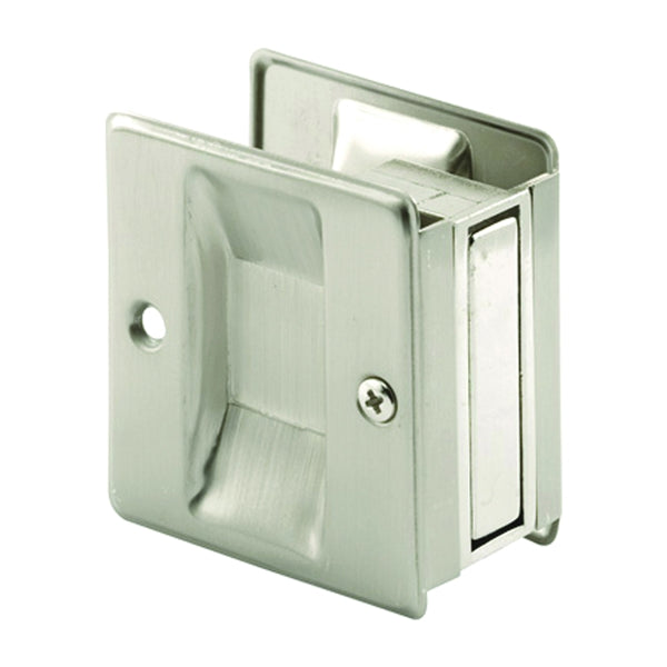 Prime-Line N 7238 Pocket Door Pull, 1-3/8 in W, 2-1/2 in D, 2-3/4 in H, Brass, Satin Nickel