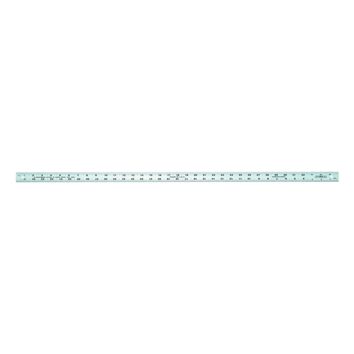 Johnson J236 Yardstick, SAE Graduation, Aluminum, Clear, 1-1/8 in W, 0.075 in Thick