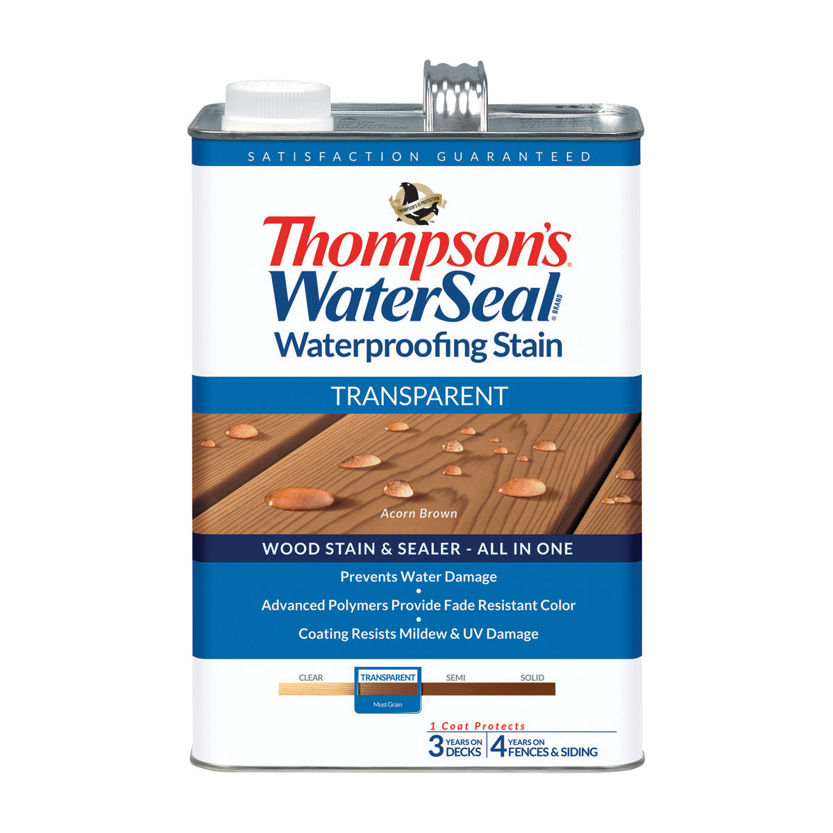 Thompson&#39;s WaterSeal TH.041841-16 Waterproofing Stain, Acorn Brown, 1 gal, Can