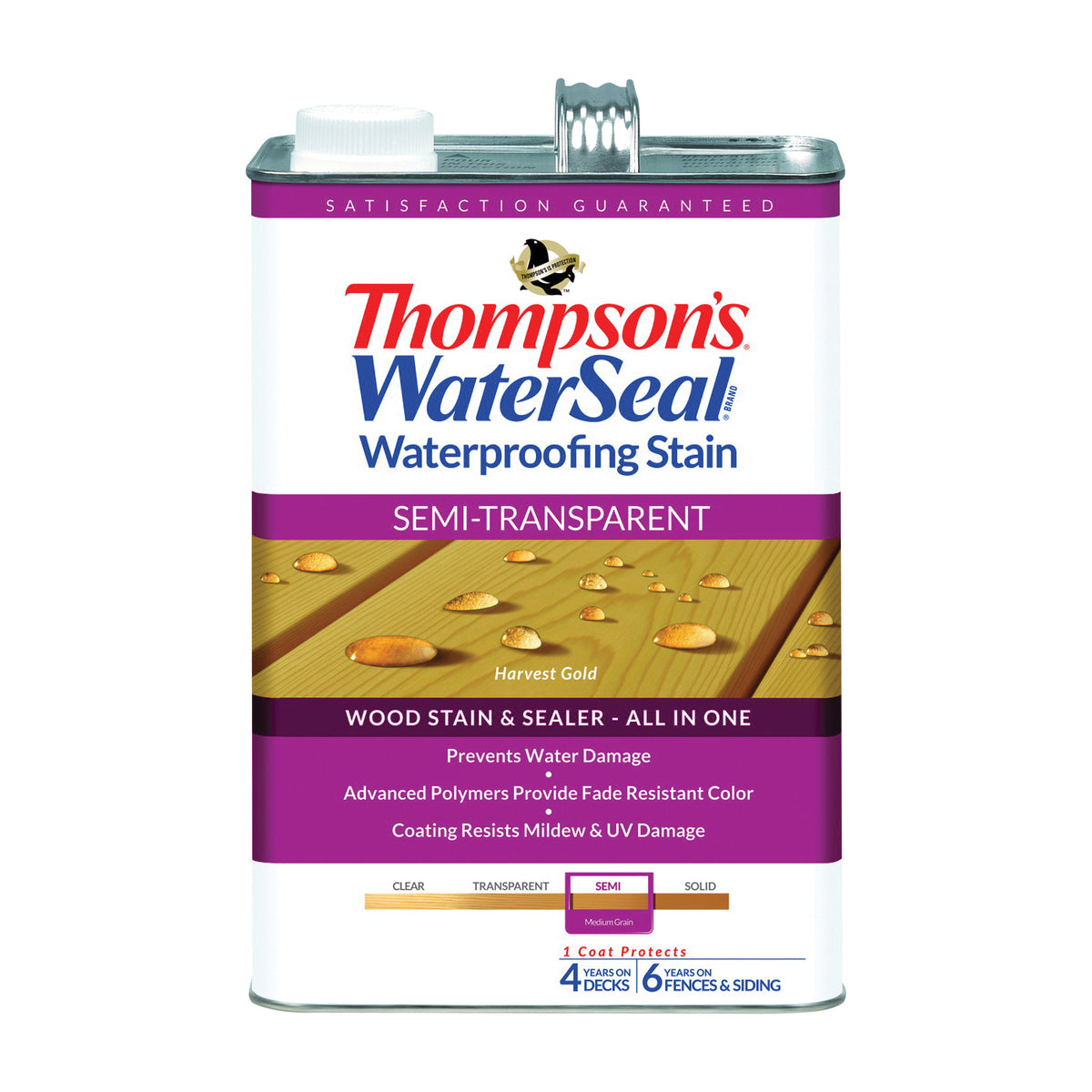 Thompson&#39;s WaterSeal TH.042811-16 Waterproofing Stain, Harvest Gold, 1 gal, Can