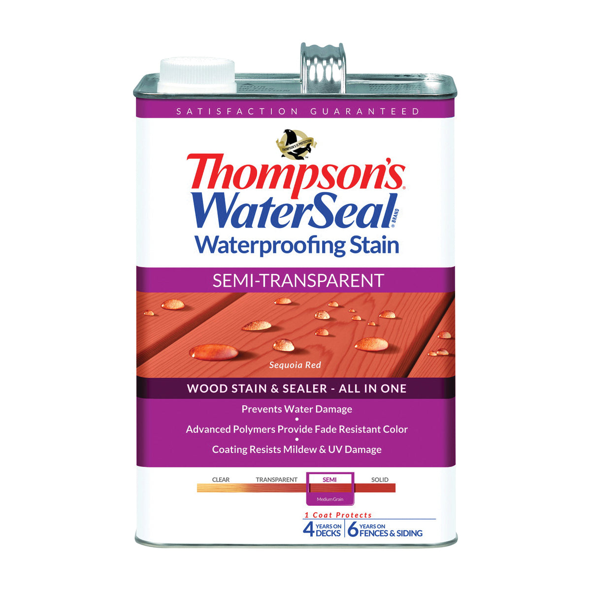 Thompson&#39;s WaterSeal TH.042831-16 Waterproofing Stain, Sequoia Red, 1 gal, Can