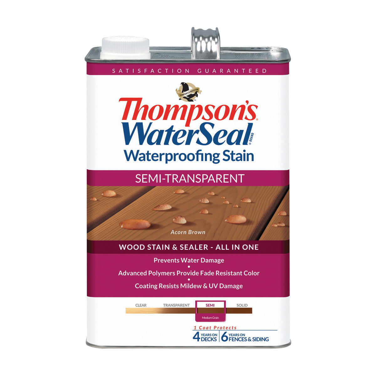 Thompson&#39;s WaterSeal TH.042841-16 Waterproofing Stain, Acorn Brown, 1 gal, Can