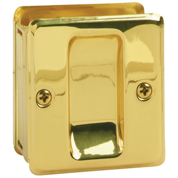 Schlage SC990B3 Pocket Door Pull, 2-1/2 in W, 2-3/4 in H, Brass, Brass