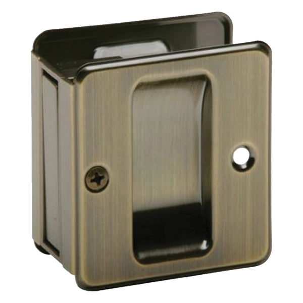Schlage SCP990B5 Pocket Door Pull, 2-1/2 in W, 2-3/4 in H, Brass, Antique Brass
