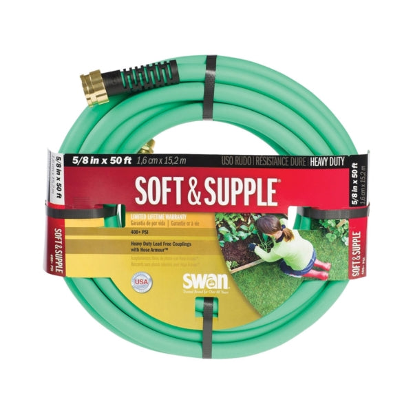 SWAN SNSS58050 Garden Hose, 50 ft L, Rubber/Vinyl, Green
