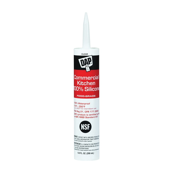 DAP 08658 Silicone Sealant, Clear, -75 to 350 deg F, 9.8 oz Cartridge