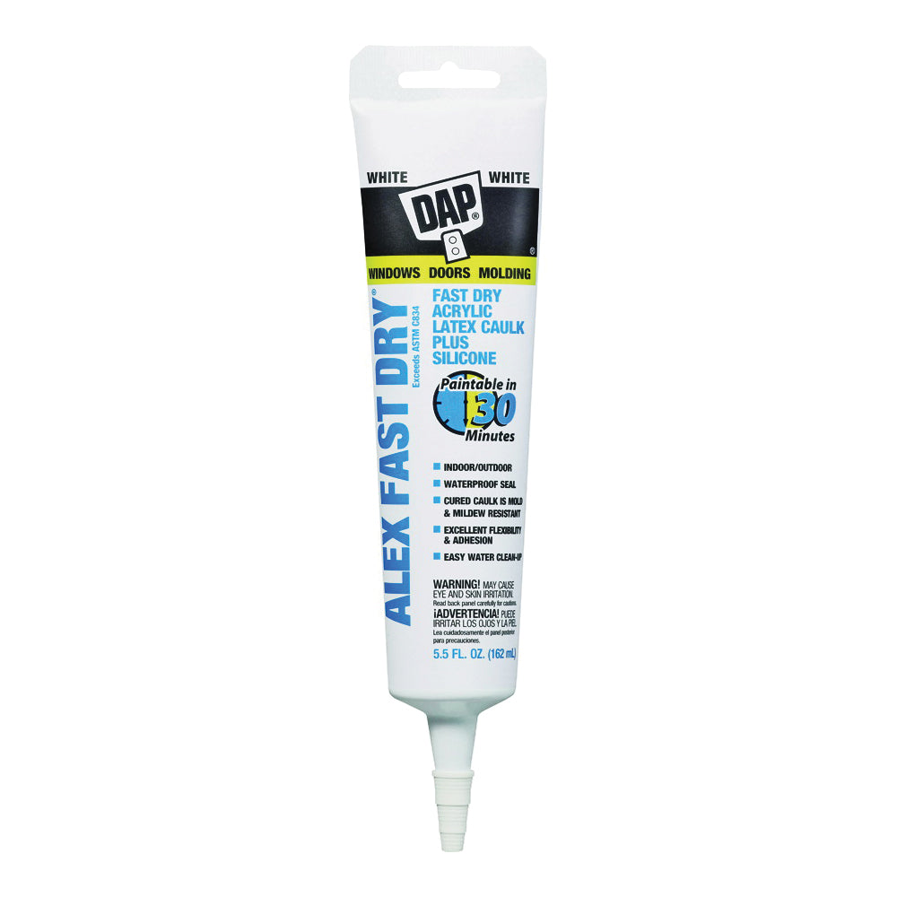 DAP 18408 Acrylic Latex Caulk, White, 5.5 fl-oz Tube
