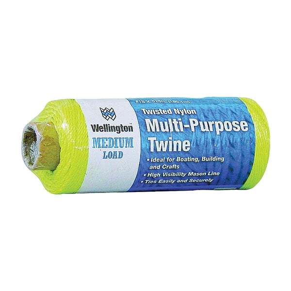 Wellington Opti-Brite Series 46294 Seine Twine, #18 Dia, 525 ft L, 10 lb Working Load, Nylon, Neon Yellow