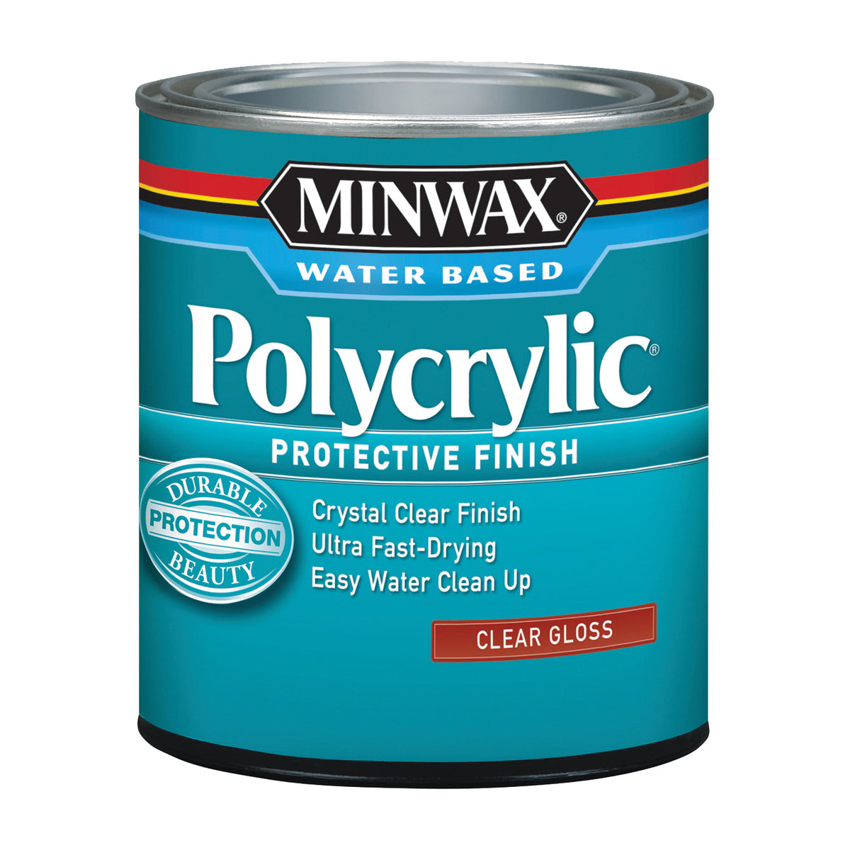 Minwax Polycrylic 65555444 Protective Finish Paint, Gloss, Liquid, Crystal Clear, 1 qt, Can