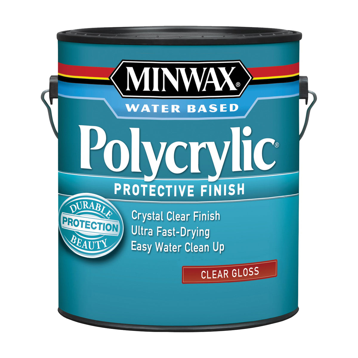 Minwax Polycrylic 15555000 Protective Finish Paint, Gloss, Liquid, Crystal Clear, 1 gal, Can