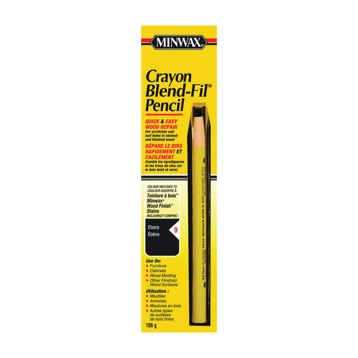 Minwax Blend-Fil 110096666 Wood Filler Pencil, Solid, Ebony/Jacobean, #9