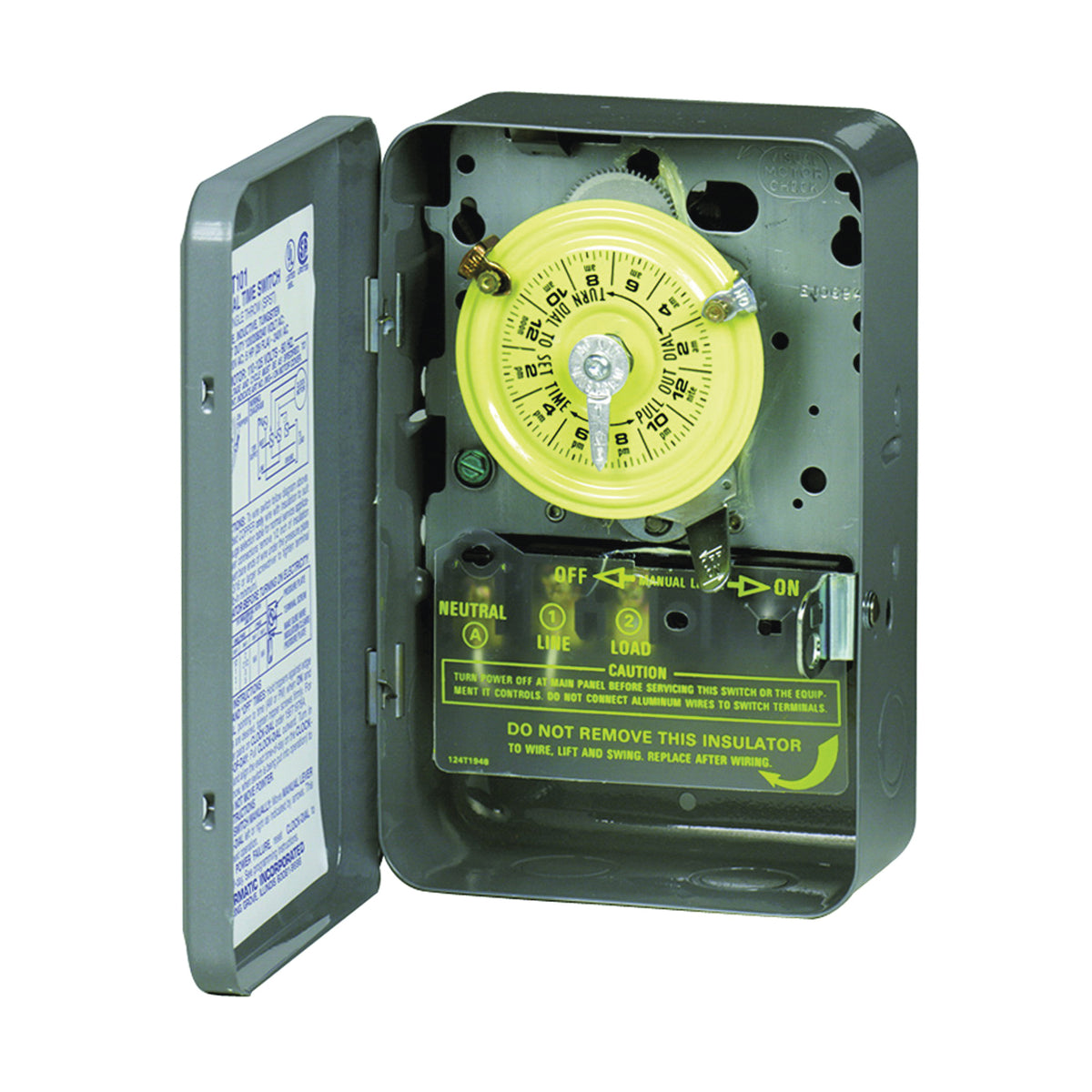 Intermatic T101 Mechanical Timer Switch, 40 A, 120 V, 3 W, 24 hr Time Setting, 12 On/Off Cycles Per Day Cycle
