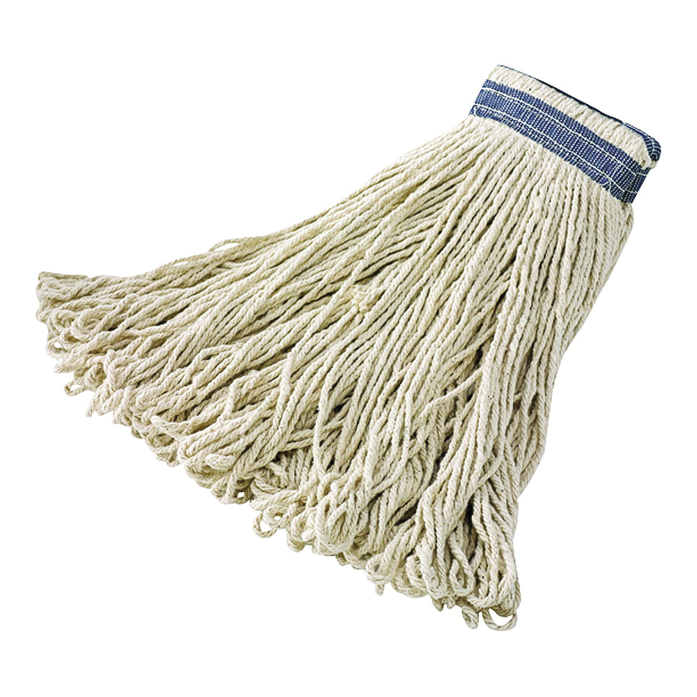 Rubbermaid FGE13800 WH00 Wet Mop Head, 24 oz Capacity, Cotton/Synthetic, Blue/White