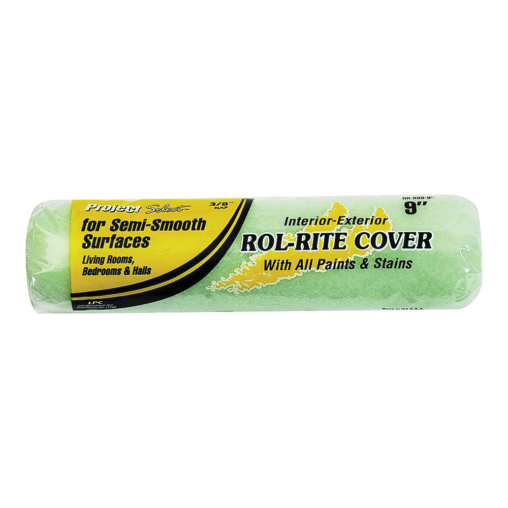 Linzer RR 938 Paint Roller Cover, 3/8 in Thick Nap, 9 in L, Knit Fabric Cover, Green