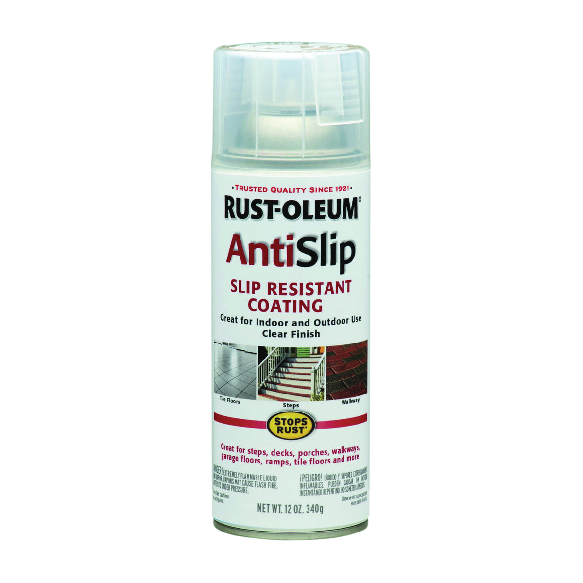 RUST-OLEUM STOPS RUST 271455 Anti-Slip Spray Paint, Clear, 12 oz, Aerosol Can