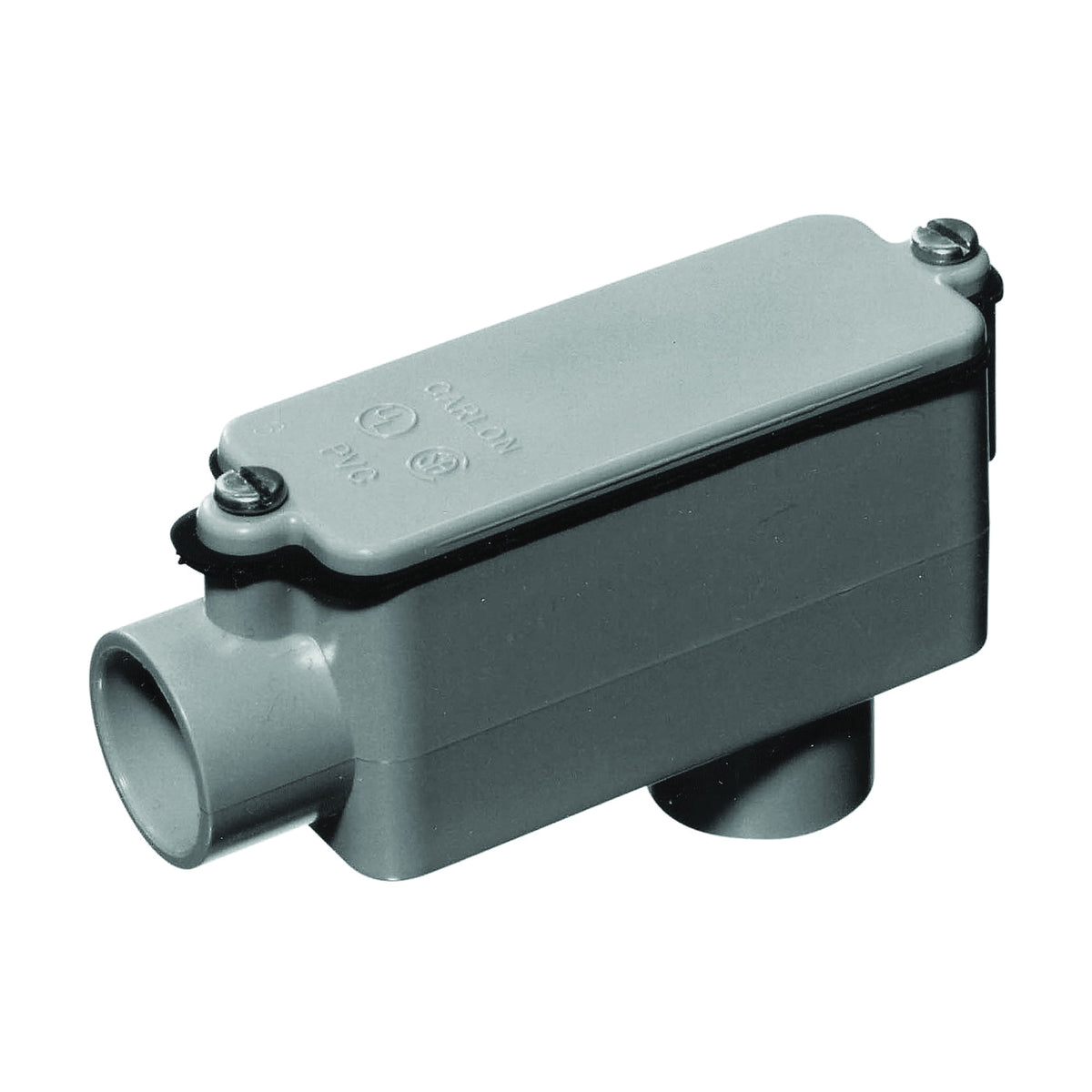 Carlon E986GR Conduit Body, 1-1/4 in Hub, PVC, Gray