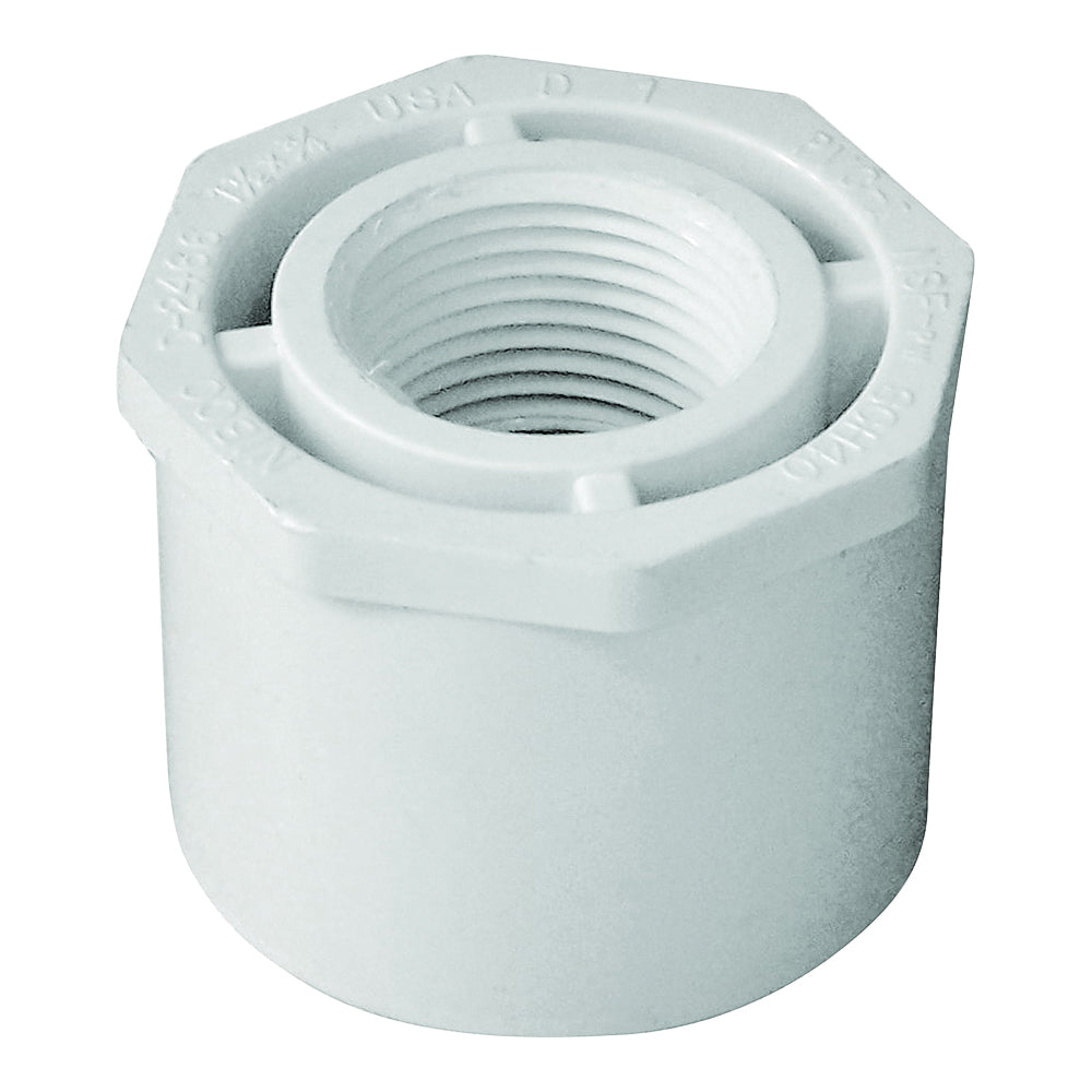 GENOVA 300 Series 34257 Reducing Bushing, 1-1/2 x 3/4 in, Spigot x FIP, White, SCH 40 Schedule