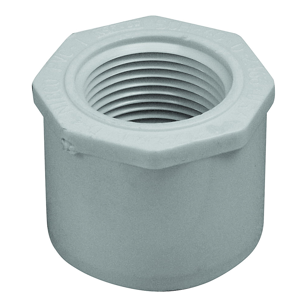 GENOVA 300 Series 34250 Reducing Bushing, 1-1/2 x 1 in, Spigot x FIP, White, SCH 40 Schedule