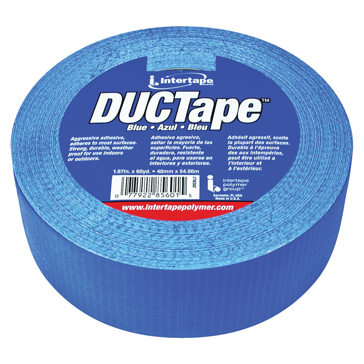 IPG 20C-BL2 Duct Tape, 60 yd L, 1.88 in W, Polyethylene-Coated Cloth Backing, Blue