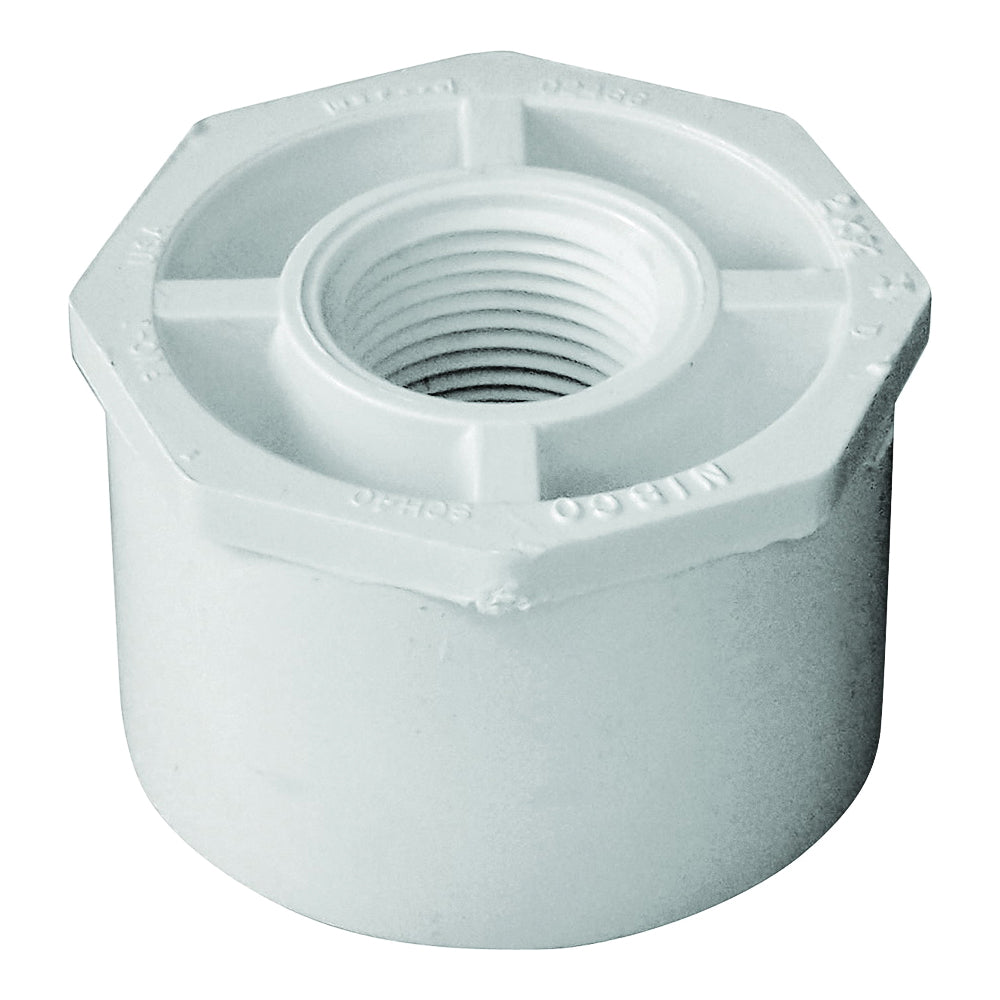 GENOVA 300 Series 34227 Reducing Bushing, 2 x 3/4 in, Spigot x FIP, White, SCH 40 Schedule