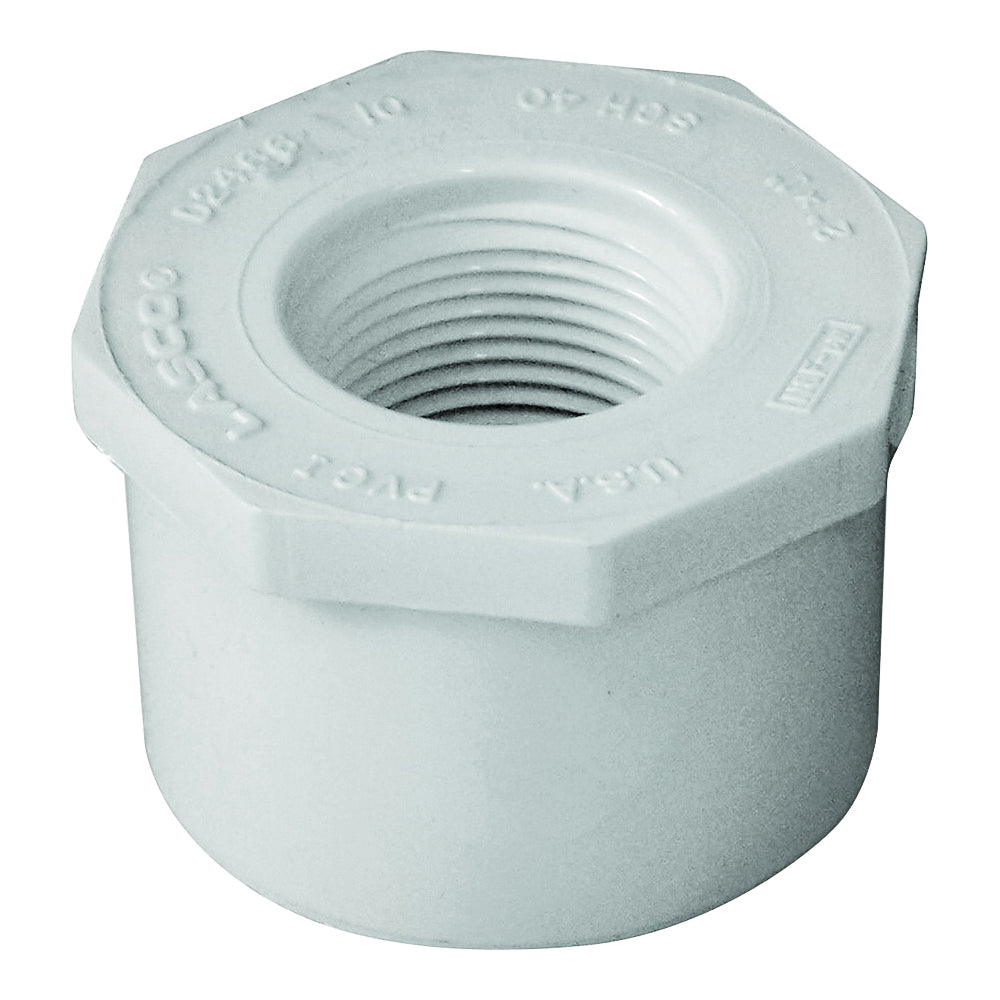 GENOVA 300 Series 34220 Reducing Bushing, 2 x 1 in, Spigot x FIP, White, SCH 40 Schedule