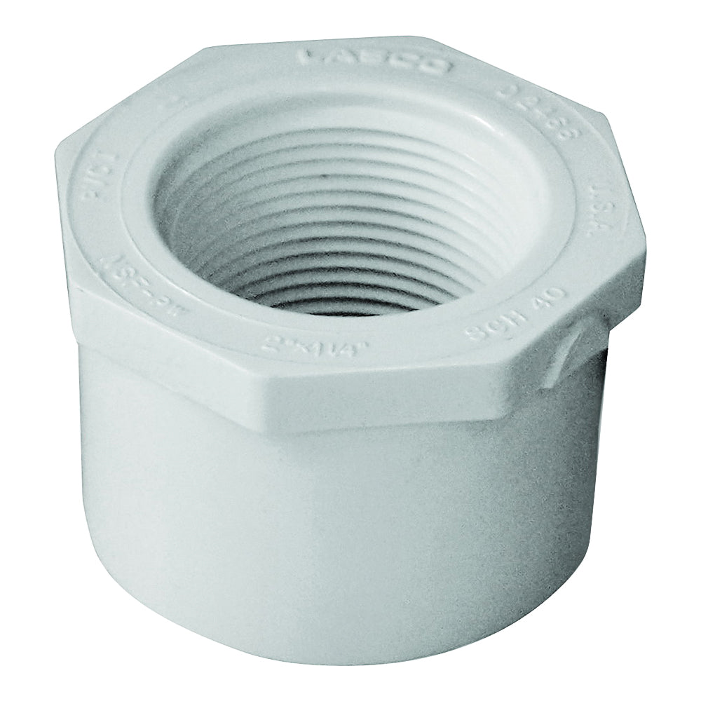 GENOVA 300 Series 34224 Reducing Bushing, 2 x 1-1/4 in, Spigot x FIP, White, SCH 40 Schedule