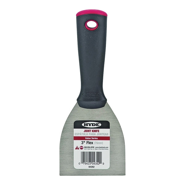 HYDE Value 04352 Putty Knife, 3 in W Blade, HCS Blade, Polypropylene Handle, Ergonomic Handle