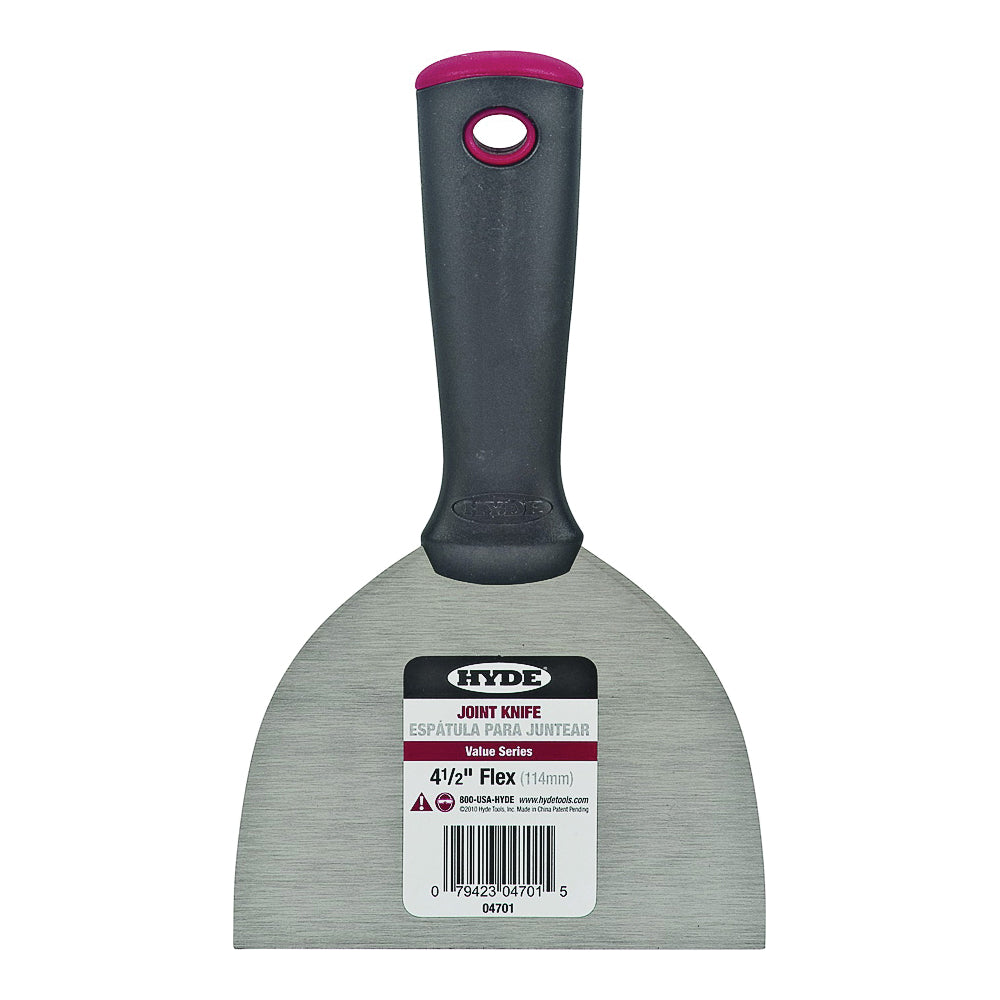 HYDE 04701 Joint Knife, 4-1/2 in W Blade, Carbon Steel Blade, Flexible Blade, Ergonomic Handle, Polypropylene Handle