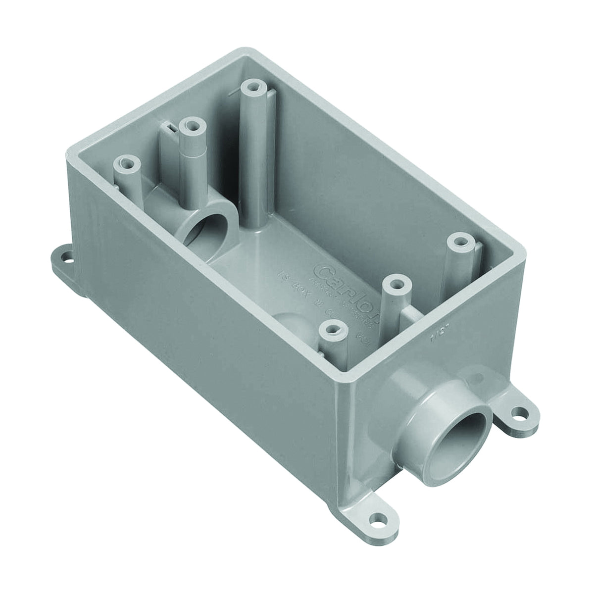 Carlon E981EFN-CTN Switch Box, 1 -Gang, 2 -Outlet, PVC, Gray