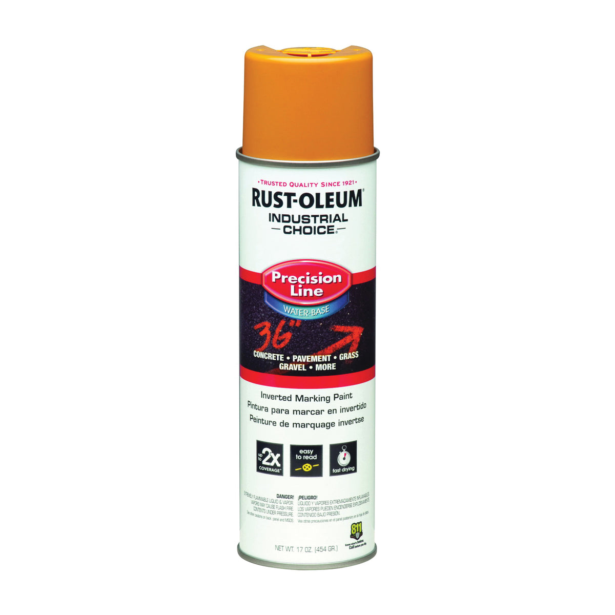 RUST-OLEUM INDUSTRIAL CHOICE 203033 Marking Paint, Caution Yellow, 17 oz, Aerosol Can